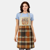 Trendy Fall Vibes Burnt Orange Kariert Print Herbs Schürze (Getragen)