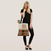 Trendy Fall Vibes Burnt Orange Kariert Print Herbs Tasche (Am Model)