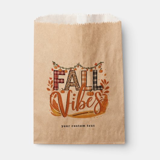 Trendy Fall Vibes Kariert und Leopard Print Herbst Geschenktütchen (Vorderseite)