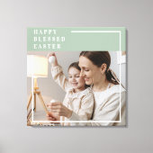 Trendy Family Foto | Grünes Glück gesegnete Ostern Leinwanddruck (Vorderseite)