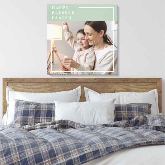 Trendy Family Foto | Grünes Glück gesegnete Ostern Leinwanddruck (Insitu (Schlafzimmer))
