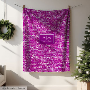 Trendy Farben Weihnachtsschrift himmlisch heftig D Fleecedecke