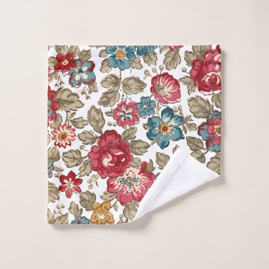 Trendy farbenfroh-brauner Hintergrund Badhandtuch Set (Waschlappen)