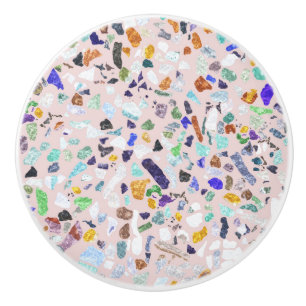 Trendy Farbige Shiny Stones Terrazzo Rosa Design Keramikknauf