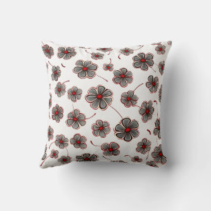 Trendy Farmhouse Stilvoll Girly Floral Red Gray Kissen