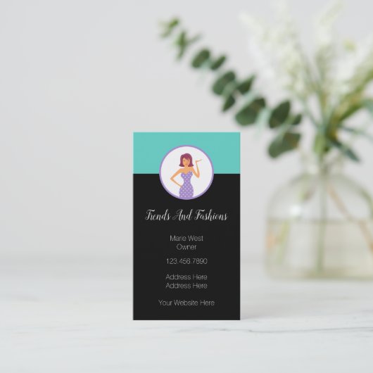 Trendy Fashion Boutique Theme Visitenkarte (Stehend Vorderseite)