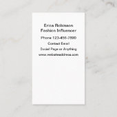 Trendy Fashion Influencer Business Cards Visitenkarte (Rückseite)