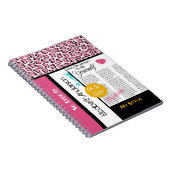 Trendy Fashion Newsprint Pink Leopard und Name Notizblock (Rechte Seite)
