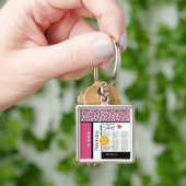 Trendy Fashion Newsprint Pink Leopard und Name Schlüsselanhänger (Hand)