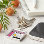 Trendy Fashion Newsprint Pink Leopard und Name Schlüsselanhänger (Seite)