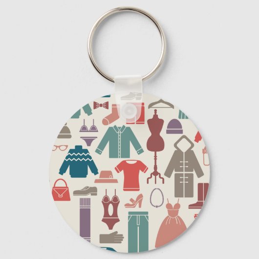 Trendy Fashion Pattern Stilvolle Kleidung Grafik Schlüsselanhänger (Rückseite)