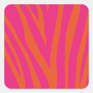 Trendy Fashion Vibranion Orange Pink Zebra Muster Quadratischer Aufkleber