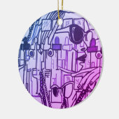 Trendy Fashionista-Mode-Weihnachtsdekor lila Keramik Ornament (Links)