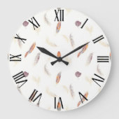 Trendy Feathers Luxury Boho Collection Große Wanduhr (Vorderseite)