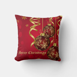 Trendy Festive Red & Golden Christmas Ornaments Kissen