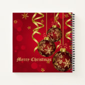 Trendy Festive Red & Golden Christmas Ornaments Notizbuch (Rückseite)