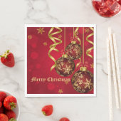 Trendy Festive Red & Golden Christmas Ornaments Serviette (Beispiel)