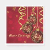 Trendy Festive Red & Golden Christmas Ornaments Serviette (Vorderseite)