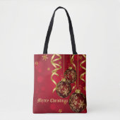 Trendy Festive Red & Golden Christmas Ornaments Tasche (Vorderseite)