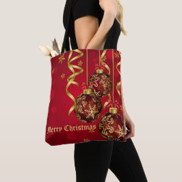 Trendy Festive Red & Golden Christmas Ornaments Tasche