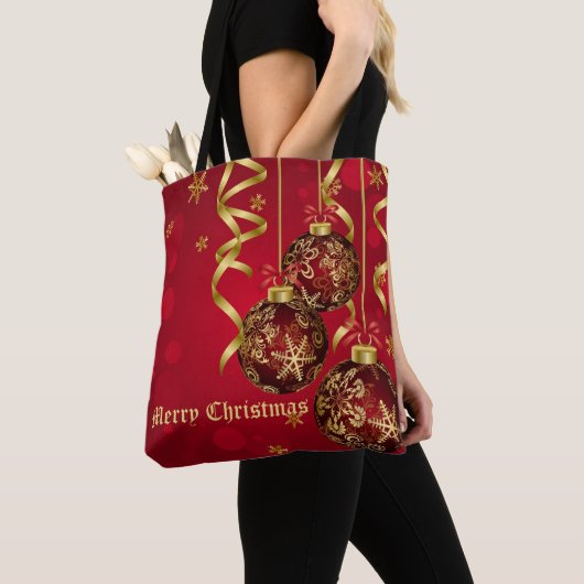 Trendy Festive Red & Golden Christmas Ornaments Tasche (Von Nahem)