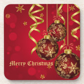 Trendy Festive Red & Golden Christmas Ornaments Untersetzer (Vorderseite)