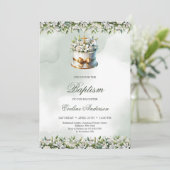 Trendy festliche Kuchen Goldkreuz Lilien Taufe Einladung (Stehend Vorderseite)