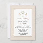 Trendy First Communité Tan Streifen mit Chalice Einladung (Vorderseite)