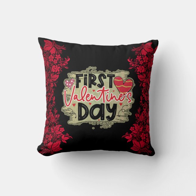 Trendy First Valentinstag Cotton Kissen (Vorderseite)