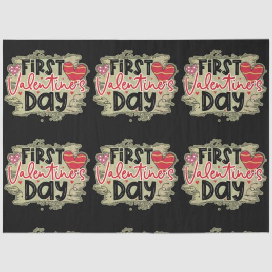 Trendy First Valentinstag Seidenpapier (Vorderseite)