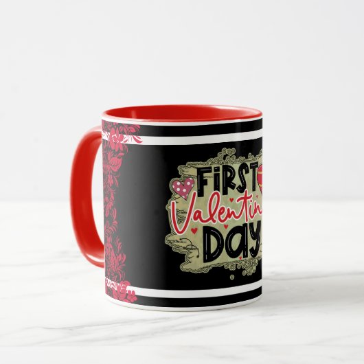 Trendy First Valentinstag Tasse (Vorderseite Links)