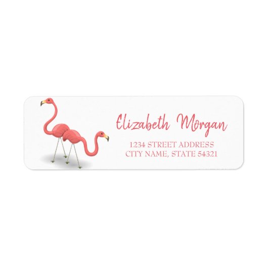 Trendy Flamingos, White Address Label (Vorne)
