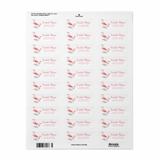Trendy Flamingos, White Address Label (Vorne)