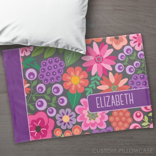Trendy Flor Art Muster mit Namensblock Kissenbezug