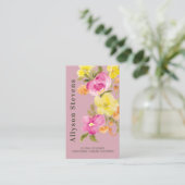 Trendy floral Aquarell staubige Rose Logo qr Visitenkarte (Stehend Vorderseite)