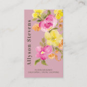 Trendy floral Aquarell staubige Rose Logo qr Visitenkarte (Vorderseite)