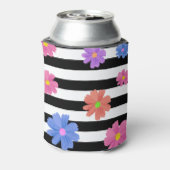 Trendy Floral Black & White Streifen Personalisier Dosenkühler (Kanne Rückseite)