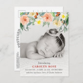 Trendy Floral Blooms Foto Geburtserklärung Ankündigungspostkarte (Vorne/Hinten)