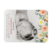 Trendy Floral Blooms Foto Geburtserklärung Magnet (Horizontal)