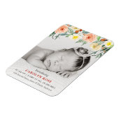 Trendy Floral Blooms Foto Geburtserklärung Magnet (Linke Seite)