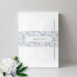 Trendy Floral Blue & White Individuelle Name Weddi Einladungsbanderole