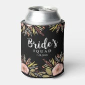 Trendy Floral Bride Squad Custom Wedding Date Dosenkühler (Kanne Vorderseite)