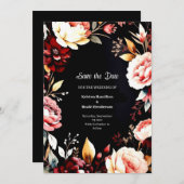 Trendy Floral Burgundy Save The Date (Vorne/Hinten)