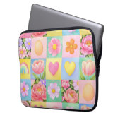 Trendy Floral Checkerboard Spring Pattern Laptopschutzhülle (Vorderseite Links)