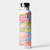 Trendy Floral Checkerboard Spring Pattern Trinkflasche (Rechts)