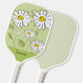 Trendy Floral Daisies Monogram Pickleball Schläger