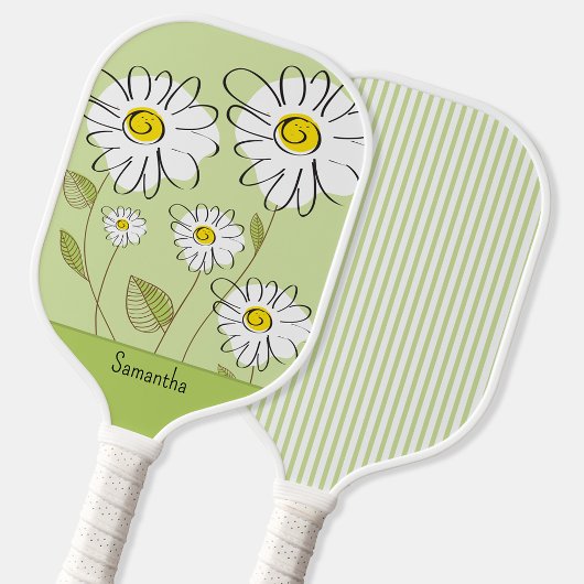 Trendy Floral Daisies Monogram Pickleball Schläger