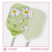 Trendy Floral Daisies Monogram Pickleball Schläger