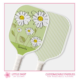 Trendy Floral Daisies Monogram Pickleball Schläger