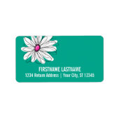 Trendy Floral Daisy Illustration - Rosa und Grün Adressaufkleber (Vorne)